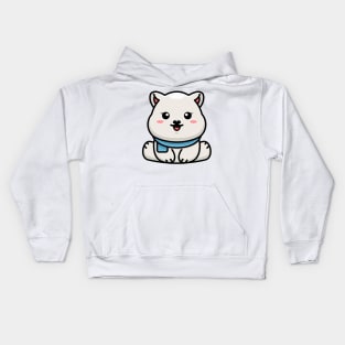 Cute baby polar bear sitting cartoon illustration Kids Hoodie